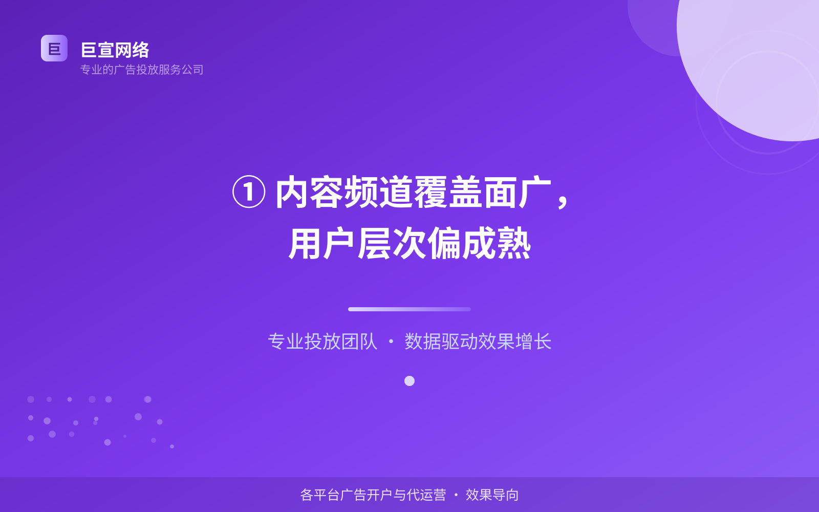 ① 内容频道覆盖面广,用户层次偏成熟(服务内容介绍) ① 内容频道覆盖面广,用户层次偏成熟(服务内容介绍)