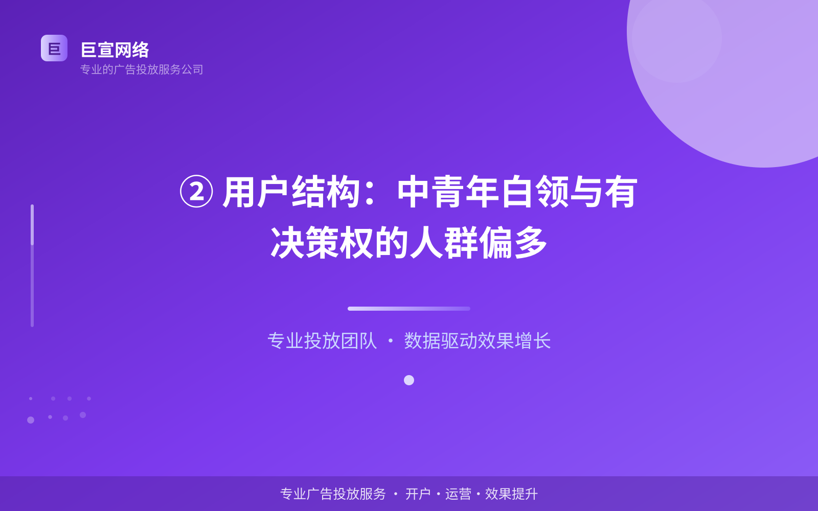 ② 用户结构：中青年白领与有决策权的人群偏多（服务内容介绍）