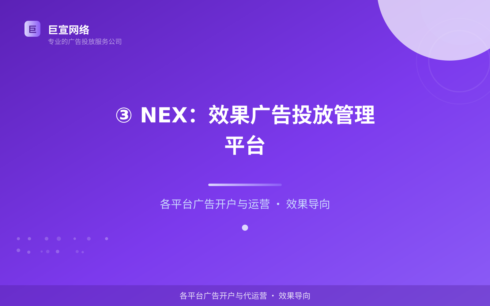 ③ NEX：效果广告投放管理平台（投放方式对比）